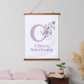 レターOと名(フローラデザイン) 吊り下げ型タペストリー (寝室)