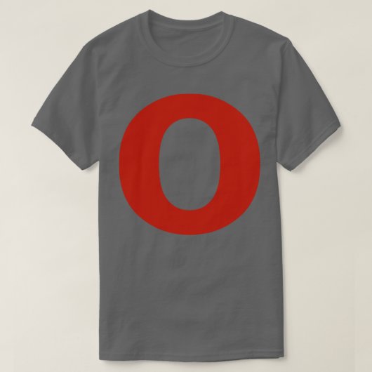 レターoインレッド文字ミニマルタイポグラフィ tシャツ (デザイン正面)