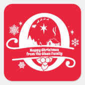 レターOモノグラムイニシャル名挨拶 スクエアシール (正面)