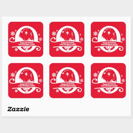 レターOモノグラムイニシャル名挨拶 スクエアシール (シート)