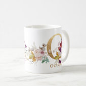 レターO -金ゴールドフローラ名姉妹同僚の友人 コーヒーマグカップ (正面右)