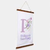 レターPと名(フローラデザイン) 吊り下げ型タペストリー (傾斜あり)