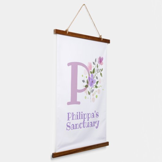 レターPと名(フローラデザイン) 吊り下げ型タペストリー (傾斜あり)