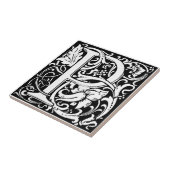 レターPアールヌーボー白黒タイル タイル (側面)