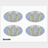 レターPエンジェルモノグラム 楕円形シール (シート)