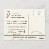 レターPハッピーバースデーカップケーキビジネス葉書 ポストカード (裏面)