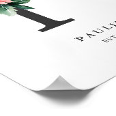 レターPモノグラムウォーターカラーピーチ花模様子供部屋 ポスター (角)