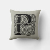 レターPヴィンテージケルト結び目模様モノグラム クッション (裏面)