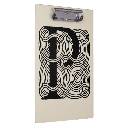 レターPヴィンテージケルト結び目模様モノグラム クリップボード (右)