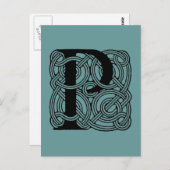 レターPヴィンテージケルト結び目模様モノグラム ポストカード (正面/裏面)