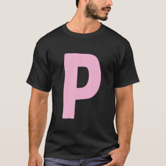 レターP大はっきりしたとピンクTシャツ Tシャツ