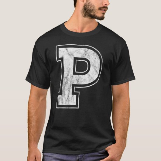 レターP大文字アルファベットモノグラムイニシャル Tシャツ (正面)