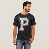 レターP大文字アルファベットモノグラムイニシャル Tシャツ (正面フル)