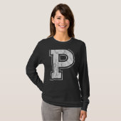 レターP大文字アルファベットモノグラムイニシャル Tシャツ (正面フル)