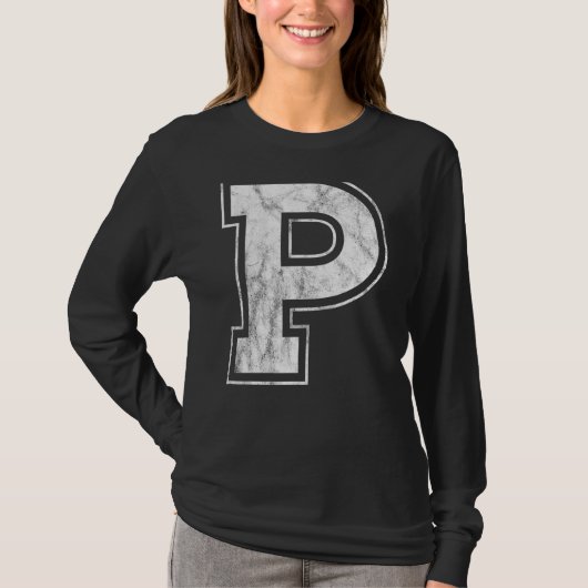 レターP大文字アルファベットモノグラムイニシャル Tシャツ (正面)
