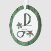 *~*レターP素朴クリスマスフォトWood AP44 オーナメント (正面)