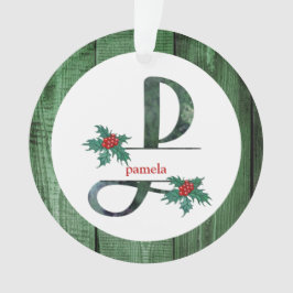 *~*レターP素朴クリスマスフォトWood AP44 オーナメント