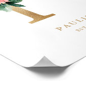 レターP赤面フローラモノグラムゴールドフォイル子供部屋 ポスター (角)