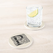 レターP ヴィンテージ セルトic ノット モノグラム コースター (側面)