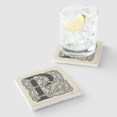 レターP ヴィンテージ セルトic ノット モノグラム ストーンコースター (横)