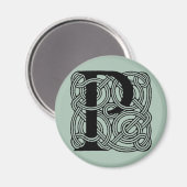 レターP ヴィンテージ セルトic ノット モノグラム マグネット (正面/裏面)