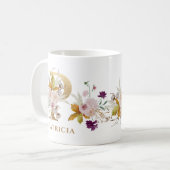 レターP -金ゴールドフローラ名姉妹同僚の友人 コーヒーマグカップ (正面左)