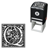 レターQアールヌーボー白黒タイル セルフインキングスタンプ (インサイチュ)