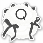 レターQイニシャル 黒と白のリボン ビンテージケーキ  シール (正面)