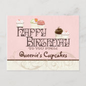レターQハッピーバースデーカップケーキビジネスポストカード ポストカード (正面)