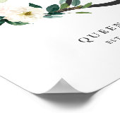 レターQモノグラムウォーターカラーピーチ花模様子供部屋 ポスター (角)