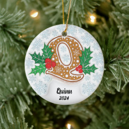 レターQ名前をカスタムするモノグラムクリスマス セラミックオーナメント