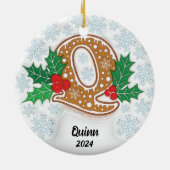 レターQ名前をカスタムするモノグラムクリスマス セラミックオーナメント (裏面)