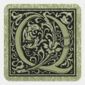 レターQ最初の文字モノグラム スクエアシール (正面)