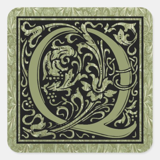 レターQ最初の文字モノグラム スクエアシール (正面)