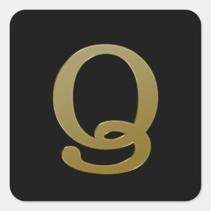 レターQ金ゴールドスクエアステッカー スクエアシール