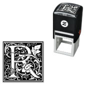 レターRアールヌーボー白黒タイル セルフインキングスタンプ (インサイチュ)