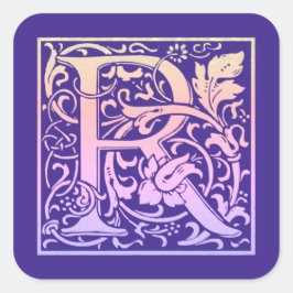 レターRカラフルヴィンテージ最初の文字のグラデーション スクエアシール