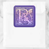 レターRカラフルヴィンテージ最初の文字のグラデーション スクエアシール (バッグ)