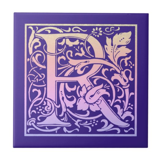 レターRカラフルヴィンテージ最初の文字のグラデーション タイル (正面)