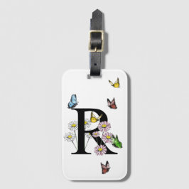 レターRフローラバタフライモノグラムイニシャル ラゲッジタグ