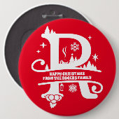 レターRモノグラムイニシャル名挨拶 缶バッジ (正面&裏面)