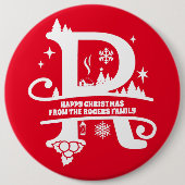 レターRモノグラムイニシャル名挨拶 缶バッジ (正面)