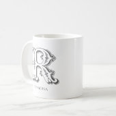 レターRモノグラムモダン名 コーヒーマグカップ (正面左)
