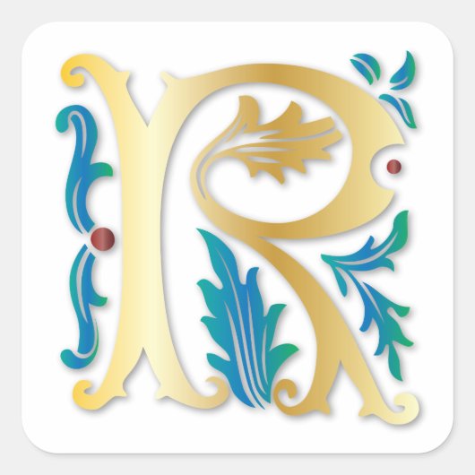 レターRモノグラム（紋章の）フラ・ダ・リ スクエアシール (正面)