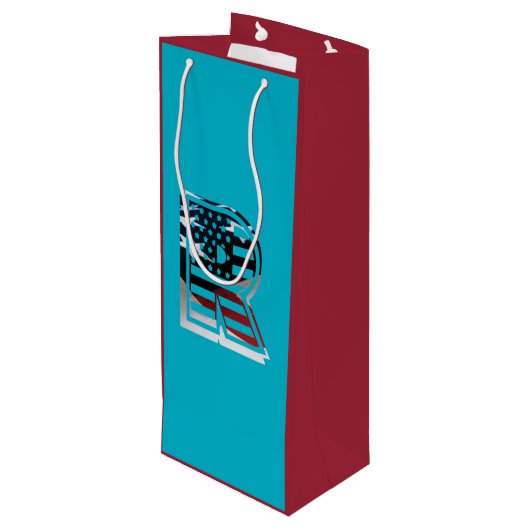 レターRモノグラムUSA国旗 ワインギフトバッグ (裏面アングル)