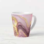 レターRローズかわいらしゴールドガーリーグリッターピンク大理石 カフェラテマグ (右アングル)