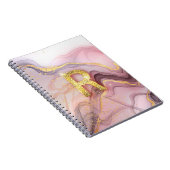 レターRローズかわいらしゴールドガーリーグリッターピンク大理石 ノートブック (右側)