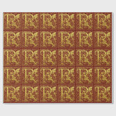 レターR最初の文字フェイク金ゴールド（赤） ラッピングペーパー (フラット)