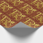 レターR最初の文字フェイク金ゴールド（赤） ラッピングペーパー (角)