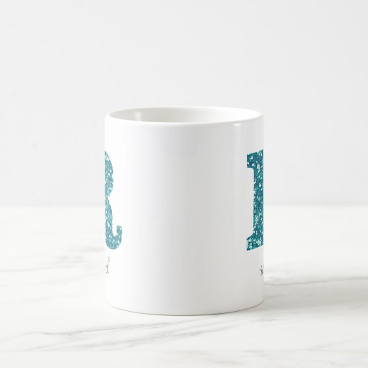 レターR青のスパークリーなパーソナライズされたマグカップ コーヒーマグカップ (中央)